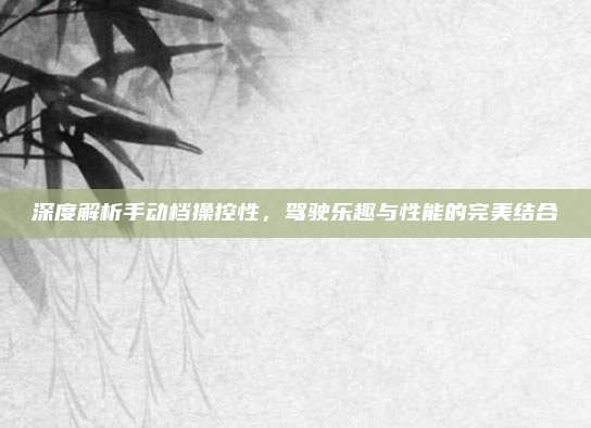深度解析手动档操控性，驾驶乐趣与性能的完美结合
