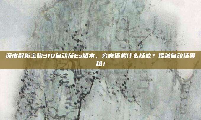 深度解析宝骏310自动挡Es版本,究竟搭载什么档位?揭秘自动挡奥秘!