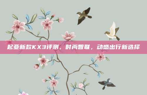 起亚新款KX3评测，时尚智联，动感出行新选择