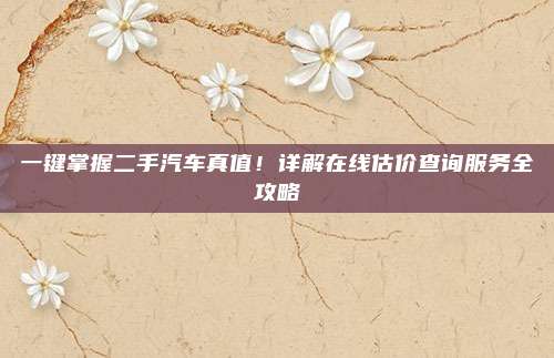 一键掌握二手汽车真值!详解在线估价查询服务全攻略