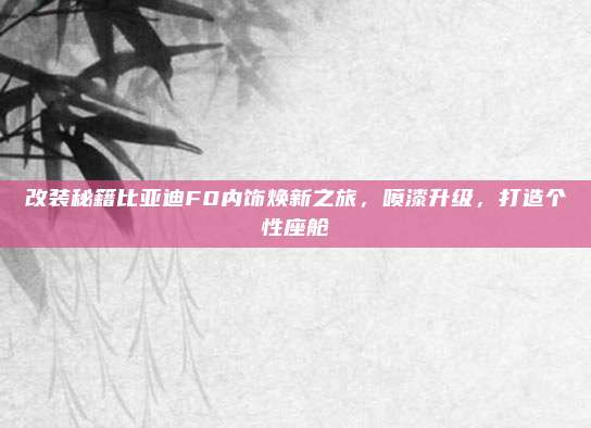 改装秘籍比亚迪F0内饰焕新之旅，喷漆升级，打造个性座舱