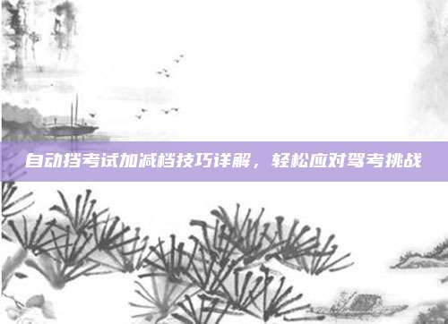 自动挡考试加减档技巧详解，轻松应对驾考挑战