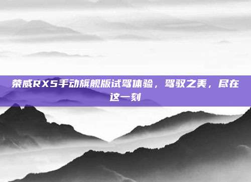 荣威RX5手动旗舰版试驾体验，驾驭之美，尽在这一刻