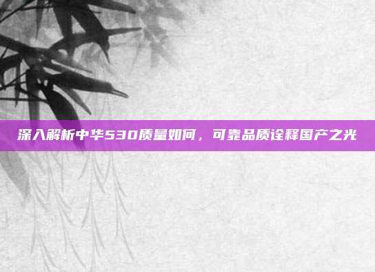深入解析中华530质量如何，可靠品质诠释国产之光