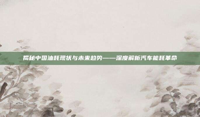揭秘中国油耗现状与未来趋势——深度解析汽车能耗革命
