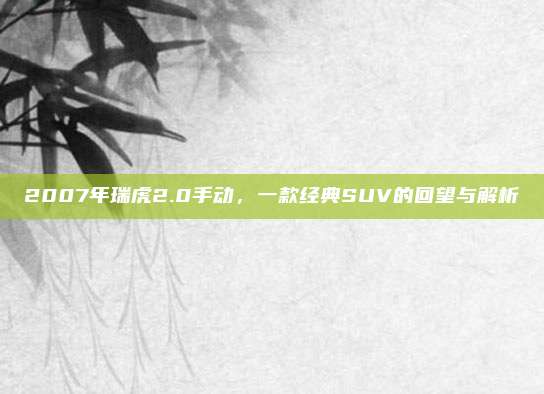 2007年瑞虎2.0手动，一款经典SUV的回望与解析