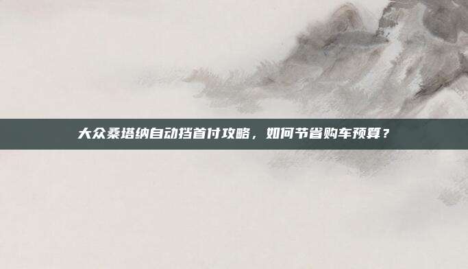 大众桑塔纳自动挡首付攻略，如何节省购车预算？