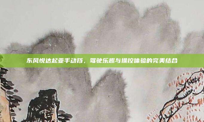 东风悦达起亚手动挡，驾驶乐趣与操控体验的完美结合