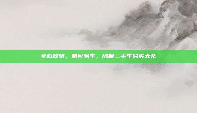 全面攻略，如何验车，确保二手车购买无忧