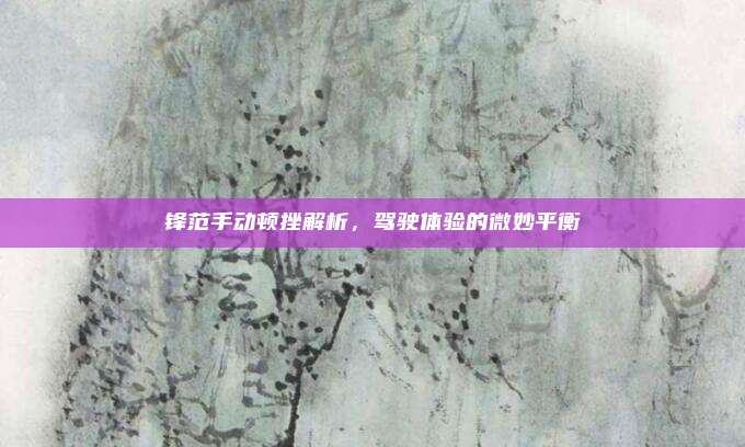 锋范手动顿挫解析，驾驶体验的微妙平衡