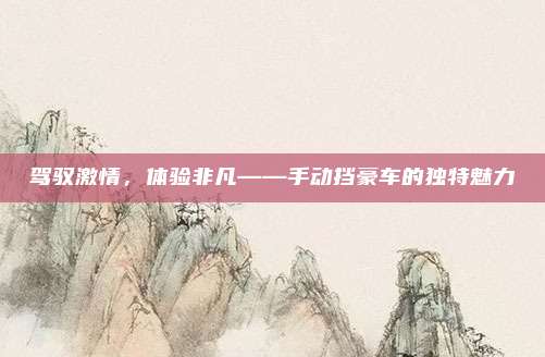 驾驭激情，体验非凡——手动挡豪车的独特魅力