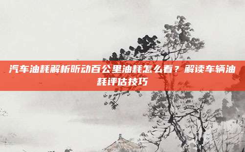 汽车油耗解析昕动百公里油耗怎么看？解读车辆油耗评估技巧