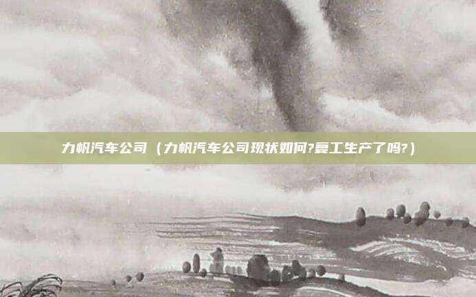 力帆汽车公司(力帆汽车公司现状如何?复工生产了吗?)