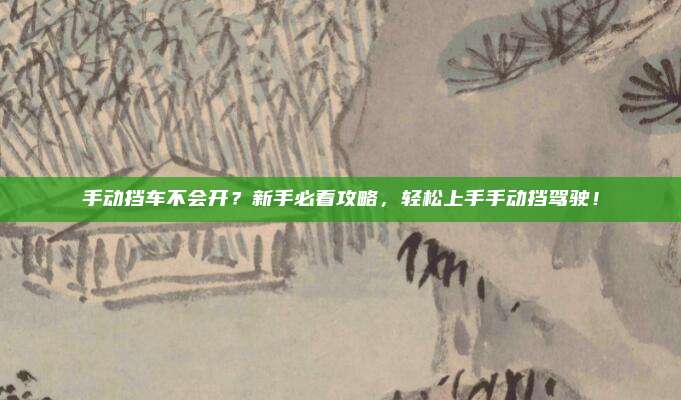 手动挡车不会开？新手必看攻略，轻松上手手动挡驾驶！