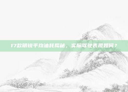 17款明锐平均油耗揭秘，实际驾驶表现如何？