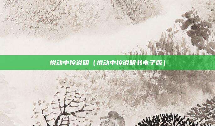 悦动中控说明（悦动中控说明书电子版）