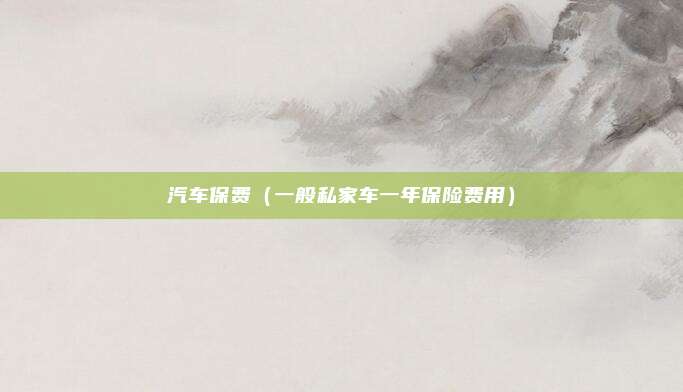 汽车保费（一般私家车一年保险费用）