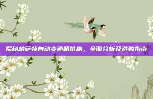 揭秘帕萨特自动变速箱价格，全面分析及选购指南