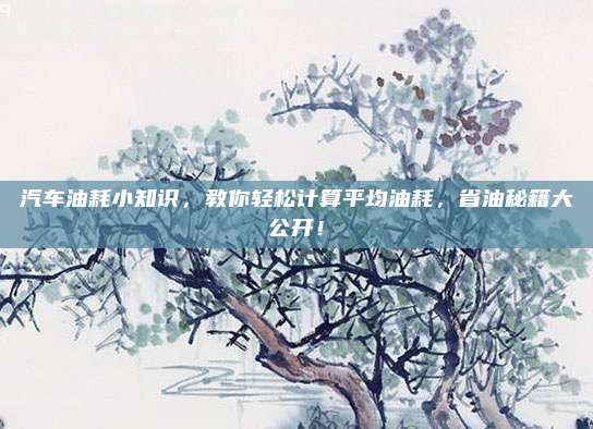 汽车油耗小知识，教你轻松计算平均油耗，省油秘籍大公开！