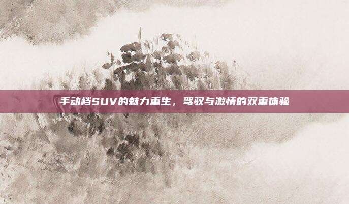 手动档SUV的魅力重生，驾驭与激情的双重体验