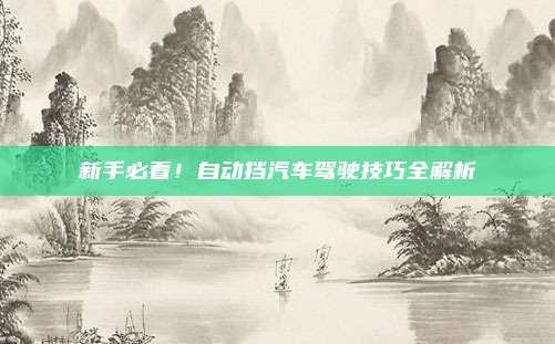 新手必看！自动挡汽车驾驶技巧全解析