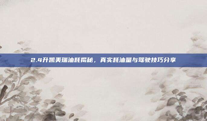 2.4升凯美瑞油耗揭秘，真实耗油量与驾驶技巧分享