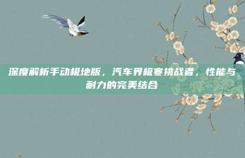 深度解析手动极地版，汽车界极寒挑战者，性能与耐力的完美结合