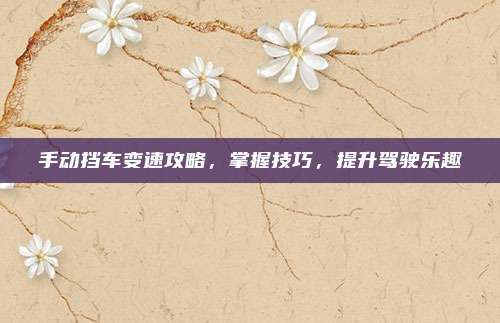手动挡车变速攻略，掌握技巧，提升驾驶乐趣