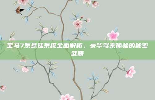 宝马7系悬挂系统全面解析，豪华驾乘体验的秘密武器