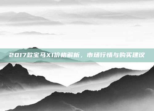 2017款宝马X1价格解析，市场行情与购买建议