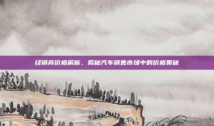 经销商价格解析，揭秘汽车销售市场中的价格奥秘