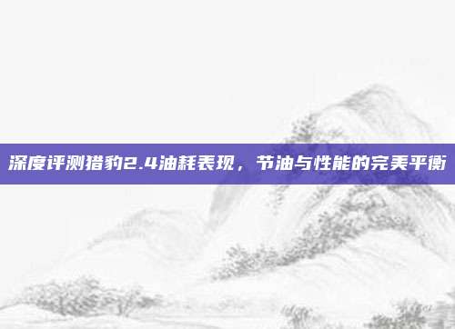 深度评测猎豹2.4油耗表现，节油与性能的完美平衡