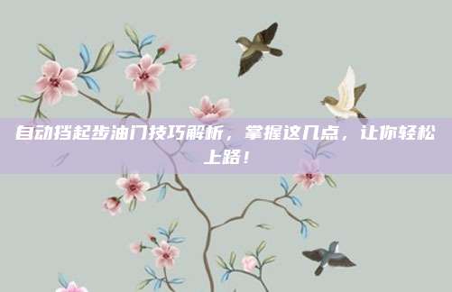 自动挡起步油门技巧解析，掌握这几点，让你轻松上路！