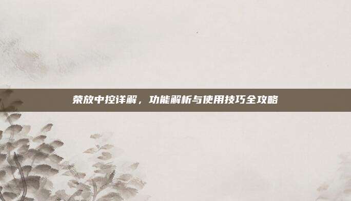 荣放中控详解，功能解析与使用技巧全攻略