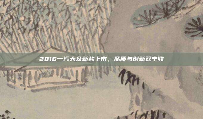 2016一汽大众新款上市，品质与创新双丰收