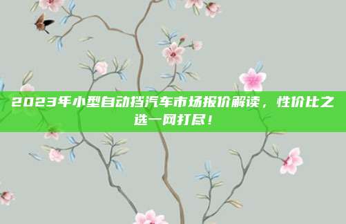 2023年小型自动挡汽车市场报价解读，性价比之选一网打尽！