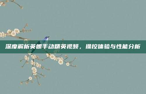 深度解析英朗手动精英视频，操控体验与性能分析