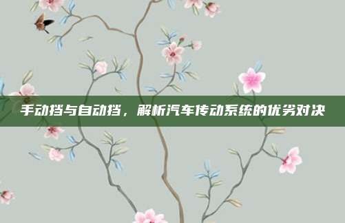 手动挡与自动挡，解析汽车传动系统的优劣对决