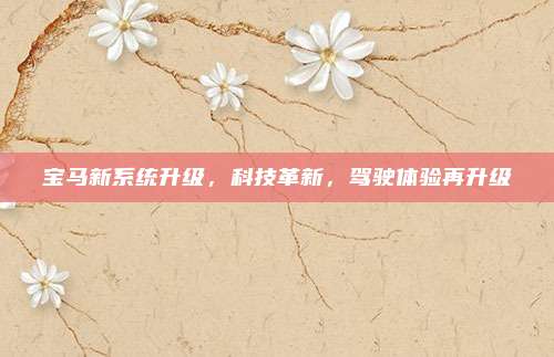宝马新系统升级，科技革新，驾驶体验再升级