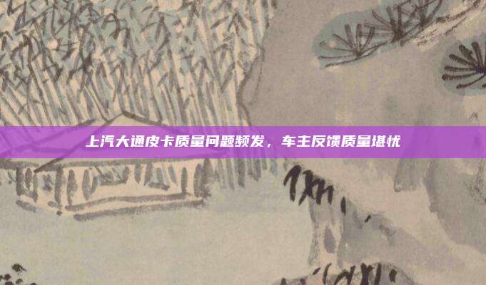 上汽大通皮卡质量问题频发，车主反馈质量堪忧