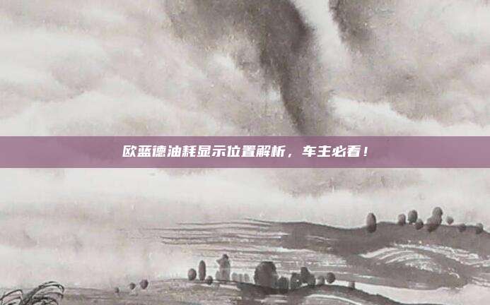 欧蓝德油耗显示位置解析，车主必看！