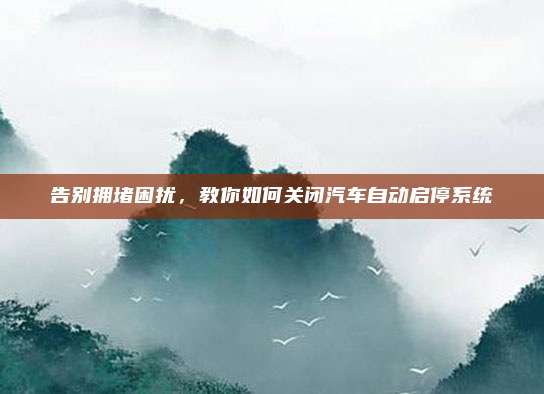 告别拥堵困扰，教你如何关闭汽车自动启停系统