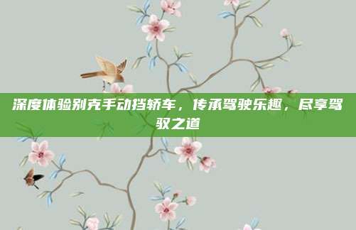 深度体验别克手动挡轿车，传承驾驶乐趣，尽享驾驭之道