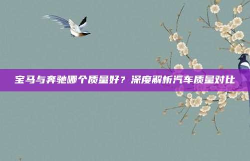 宝马与奔驰哪个质量好？深度解析汽车质量对比