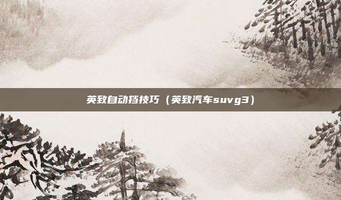 英致自动挡技巧(英致汽车suvg3)