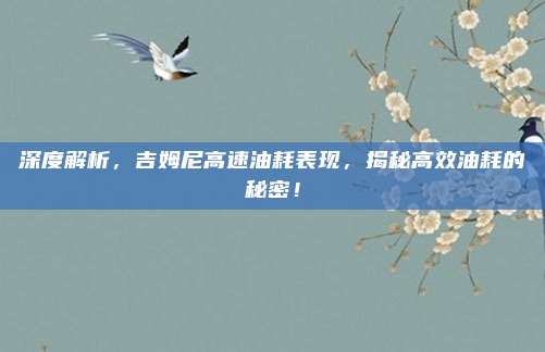 深度解析，吉姆尼高速油耗表现，揭秘高效油耗的秘密！
