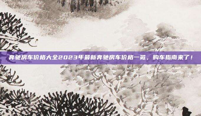 奔驰房车价格大全2023年最新奔驰房车价格一览，购车指南来了！