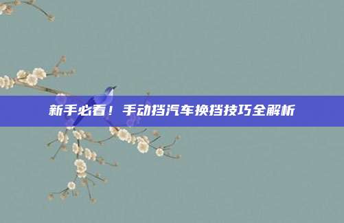 新手必看！手动挡汽车换挡技巧全解析