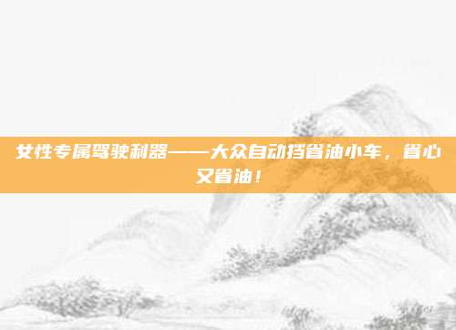 女性专属驾驶利器——大众自动挡省油小车，省心又省油！