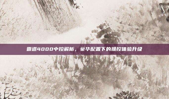 霸道4000中控解析,豪华配置下的操控体验升级